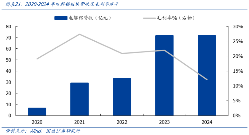 如何了解2020-2024年电解铝板块营收及毛利率水平