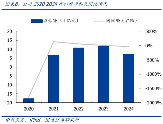 想问下各位网友公司2020-2024年归母净利及同比情况?