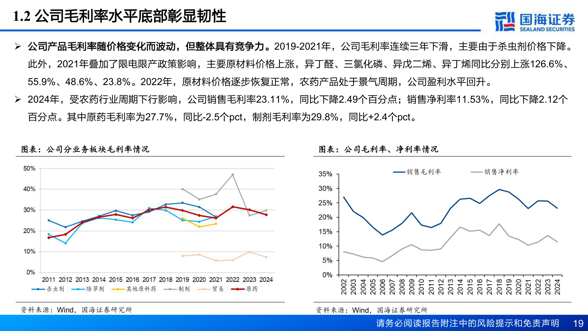你知道1.2 公司毛利率水平底部彰显韧性