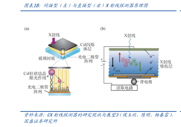 咨询大家间接型（左）与直接型（右）X射线探测器原理图?