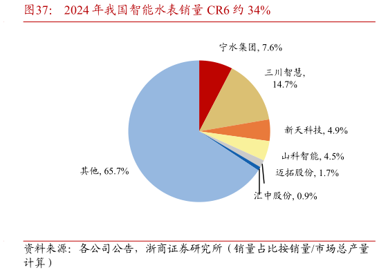 如何看待2024 年我国智能水表销量 CR6 约 34%?