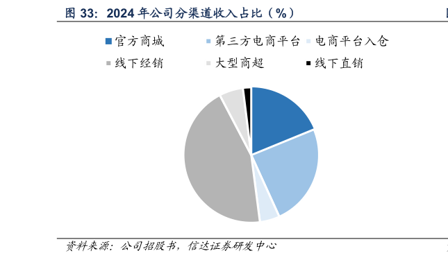 谁知道2024 年公司分渠道收入占比（%）?