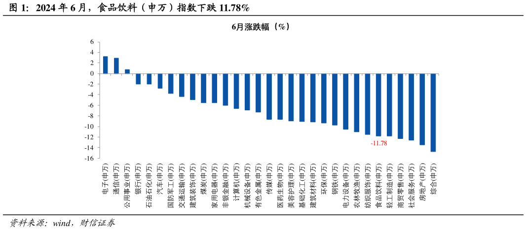 怎样理解2024 年 6 月，食品饮料（申万）指数下跌 11.78%
