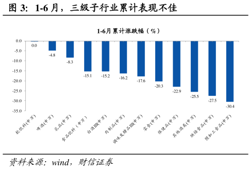 一起讨论下1-6 月，三级子行业累计表现不佳
