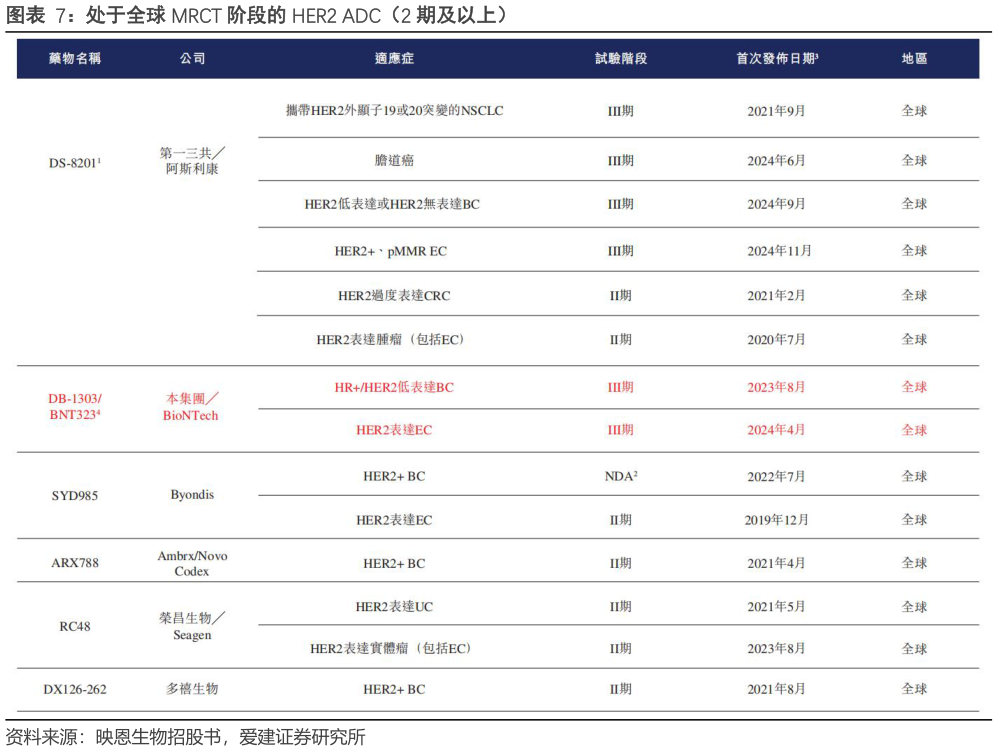 怎样理解处于全球 MRCT 阶段的 HER2 ADC（2 期及以上）?