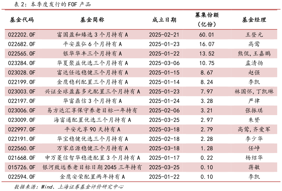 咨询大家本季度发行的 FOF 产品