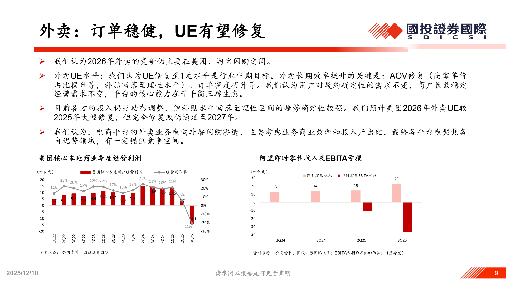 谁能回答外卖：订单稳健，UE有望修复
