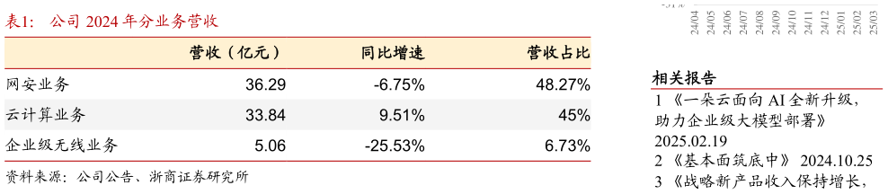 谁知道公司 2024 年分业务营收