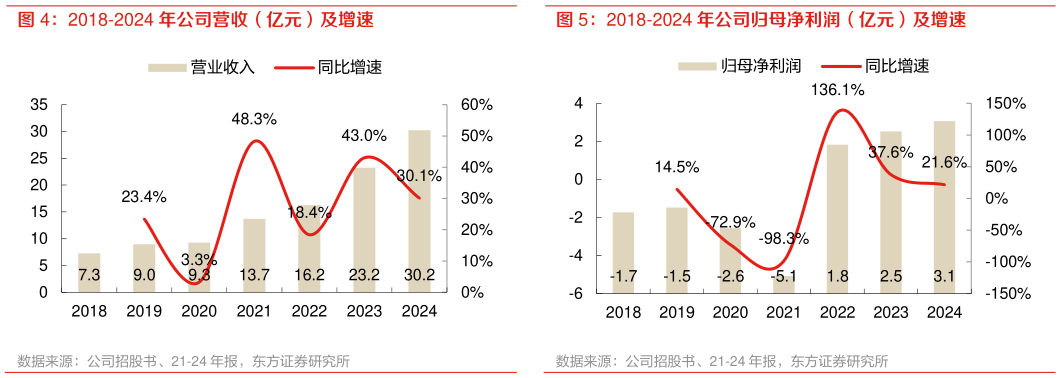 如何解释2018-2024 年公司归母净利润（亿元）及增速