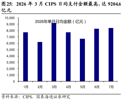 咨询大家2026 年 3 月 CIPS 日均支付金额最高，达 9204.6