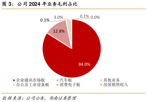 如何解释公司 2024 年业务毛利占比?
