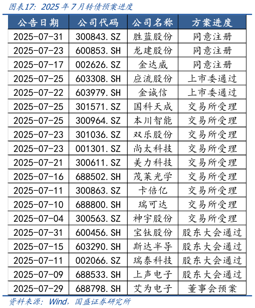 想问下各位网友2025年7月转债预案进度