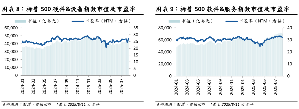我想了解一下标普 500 软件服务指数市值及市盈率