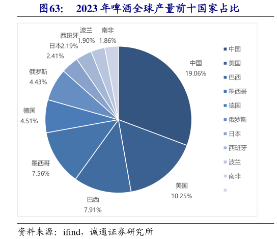 咨询下各位2023 年啤酒全球产量前十国家占比