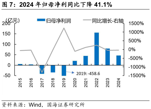 请问一下2024 年归母净利同比下降 41.1%