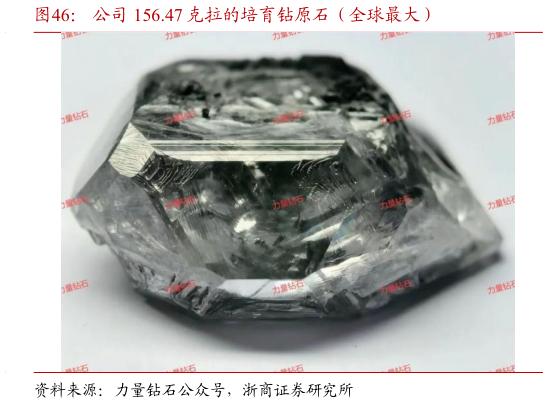想关注一下公司 156.47 克拉的培育钻原石（全球最大）