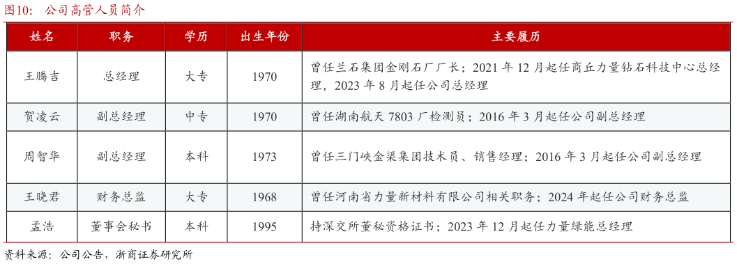 咨询下各位公司高管人员简介