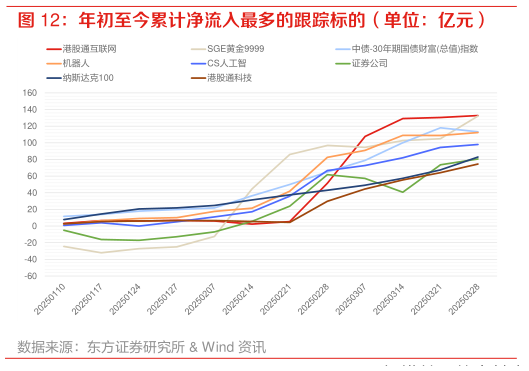 如何了解年初至今累计净流入最多的跟踪标的（单位：亿元）