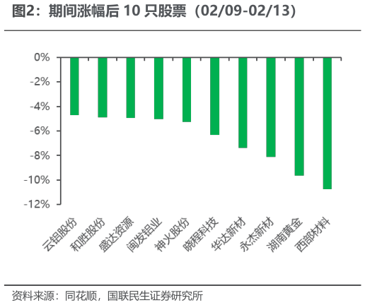 谁知道期间涨幅后 10 只股票（0209-0213）