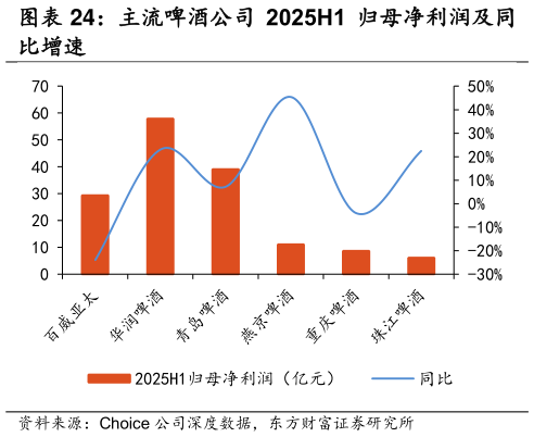 如何了解主流啤酒公司 2025H1 归母净利润及同?