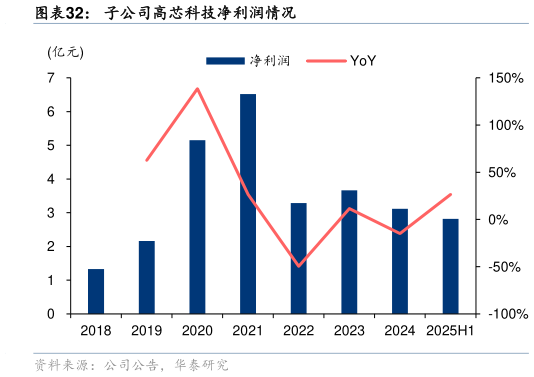 各位网友请教一下子公司高芯科技净利润情况