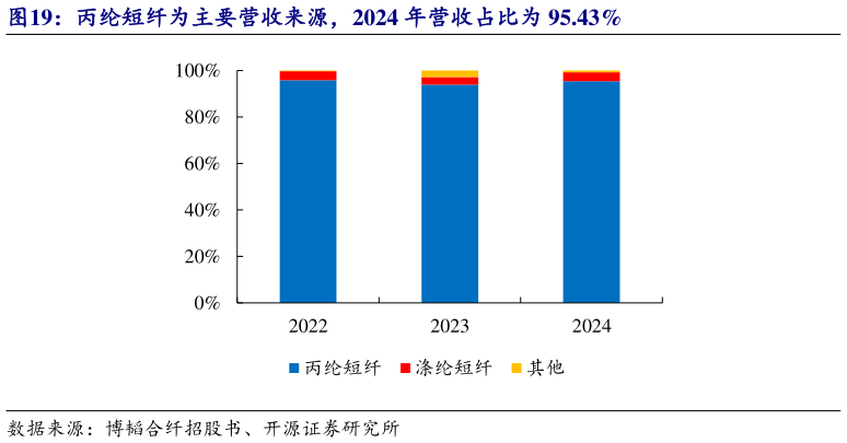 如何了解丙纶短纤为主要营收来源,2024 年营收占比为 95.43%?