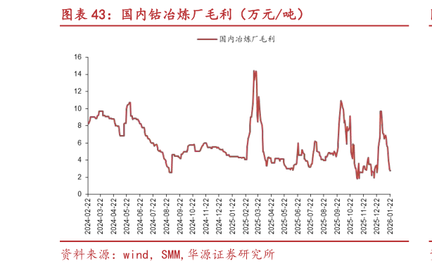 想关注一下国内钴冶炼厂毛利（万元吨）