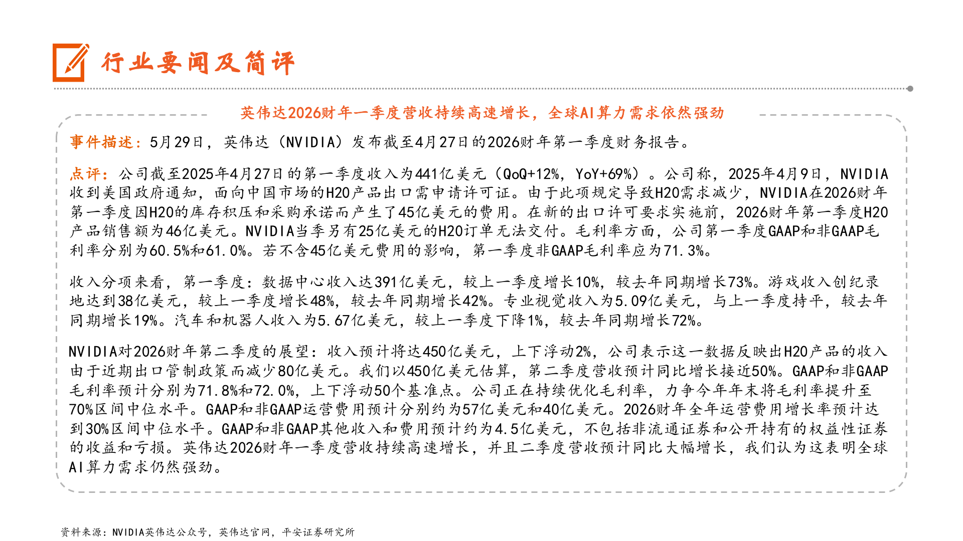 咨询大家行业要闻及简评