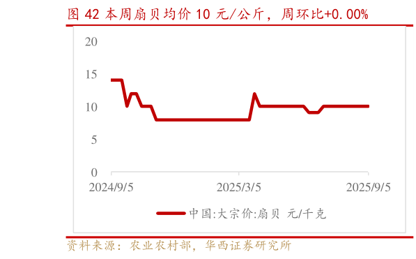 如何解释本周扇贝均价 10 元公斤，周环比0.00%?