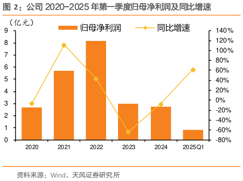如何看待公司 2020-2025 年第一季度归母净利润及同比增速