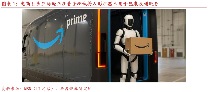 咨询下各位电商巨头亚马逊正在着手测试将人形机器人用于包裹投递服务