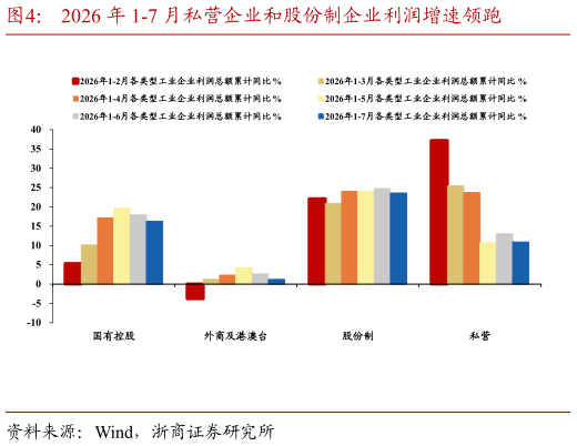 请问一下2026 年 1-7 月私营企业和股份制企业利润增速领跑