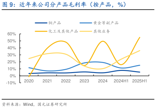 如何看待近年来公司分产品毛利率（按产品，%）?
