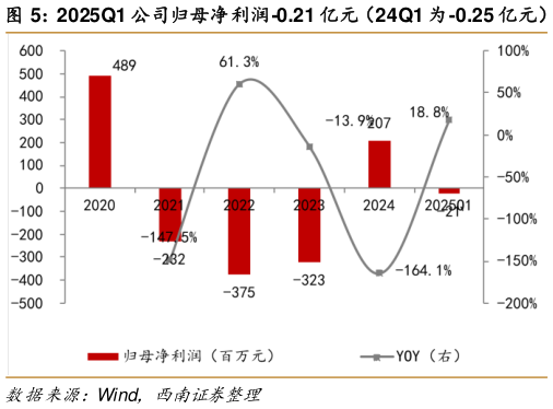 怎样理解2025Q1 公司归母净利润 -0.21 亿元(24Q1 为-0.25 亿元)?