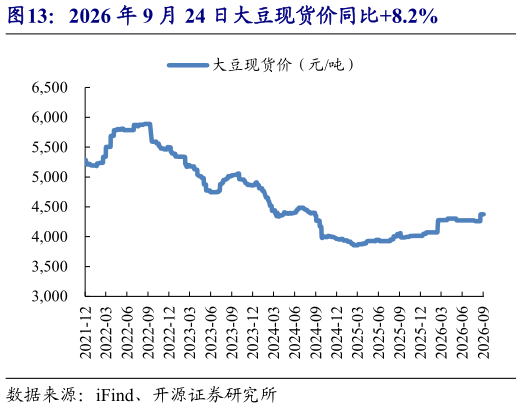 想问下各位网友2026 年 9 月 24 日大豆现货价同比8.2%