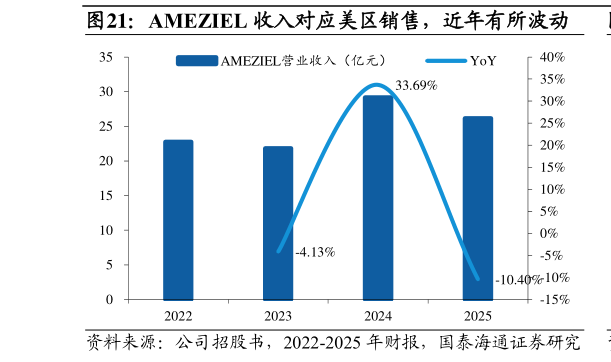 如何了解AMEZIEL 收入对应美区销售，近年有所波动