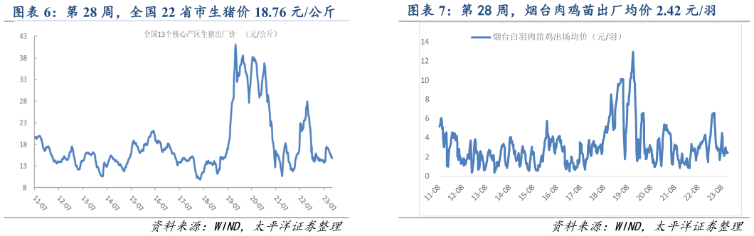 各位网友请教一下第 28 周,全国 22 省市生猪价 18.76 元公斤 第 28 周,烟台肉鸡苗出厂均价 2.42 元羽?