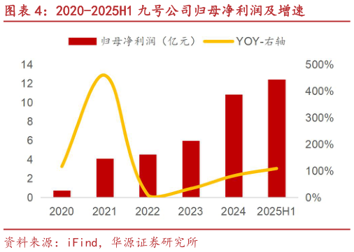 如何解释2020-2025H1 九号公司归母净利润及增速?