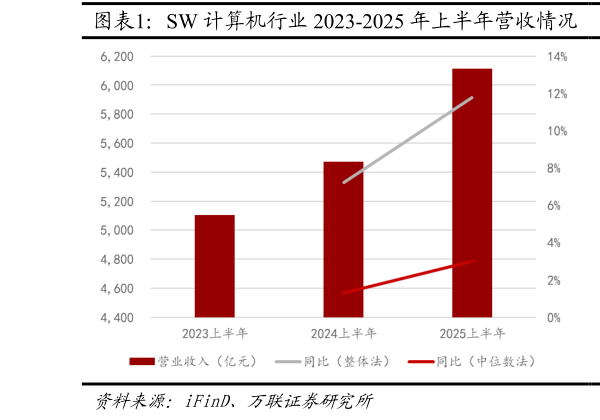 请问一下SW 计算机行业 2023-2025 年上半年营收情况  SW 计算机行业 23Q1-25Q2 营收情况