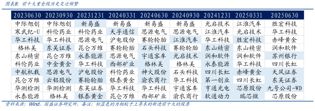 怎样理解前十大重仓股历史变迁频繁