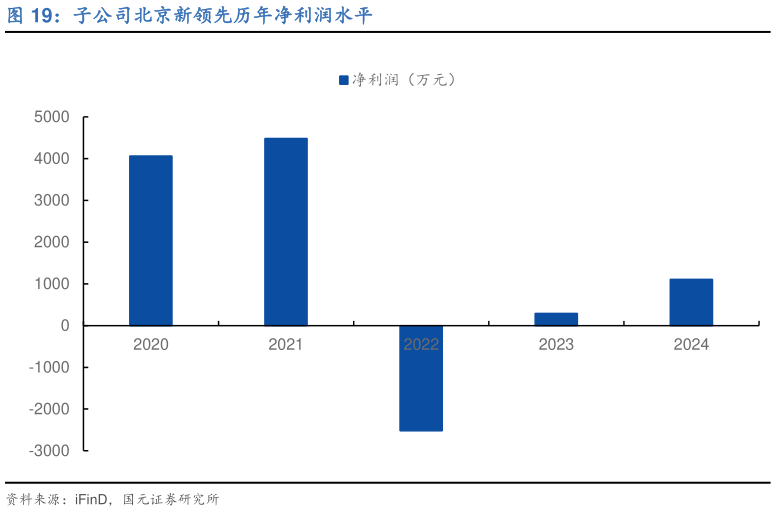 我想了解一下子公司北京新领先历年净利润水平