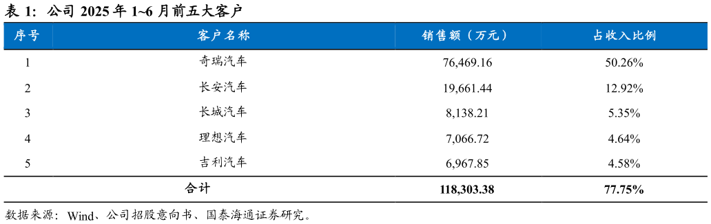 咨询大家公司 2025 年 16 月前五大客户