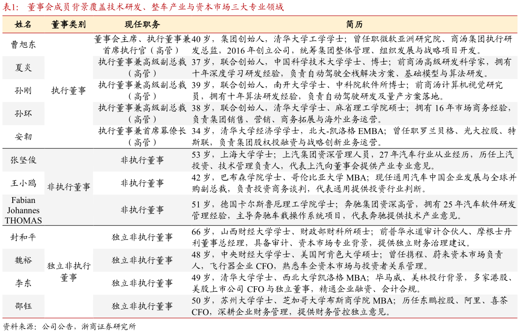 如何看待董事会成员背景覆盖技术研发、整车产业与资本市场三大专业领域