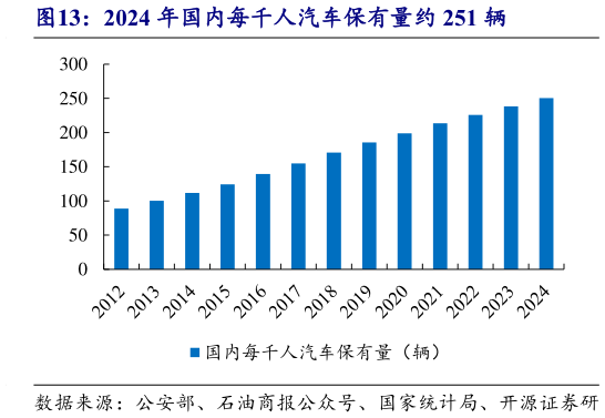 怎样理解2024 年国内每千人汽车保有量约 251 辆?