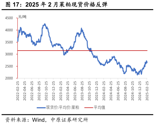 我想了解一下2025 年 2 月菜粕现货价格反弹?
