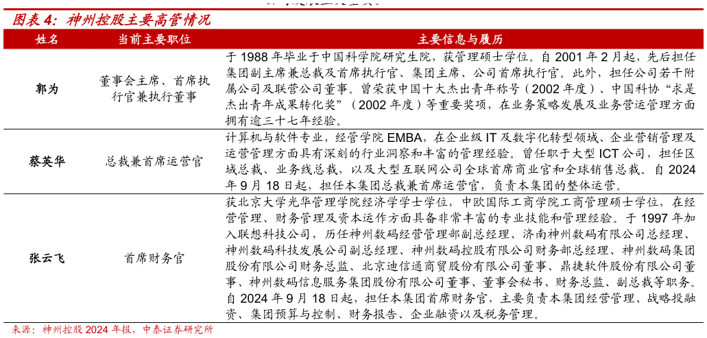 我想了解一下神州控股主要高管情况