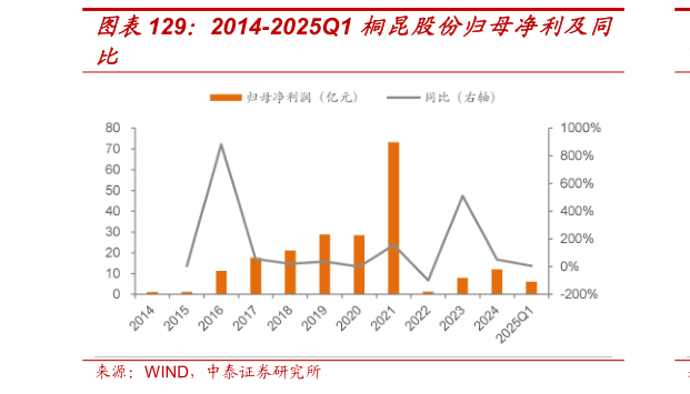 谁知道2014-2025Q1 桐昆股份归母净利及同