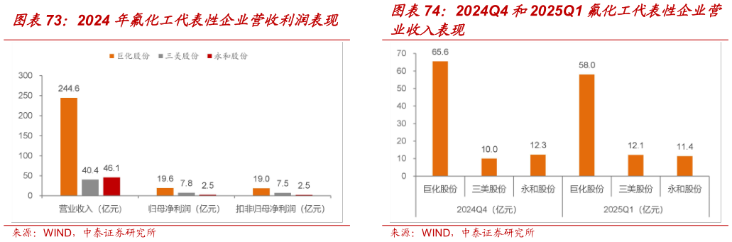 你知道2024 年氟化工代表性企业营收利润表现