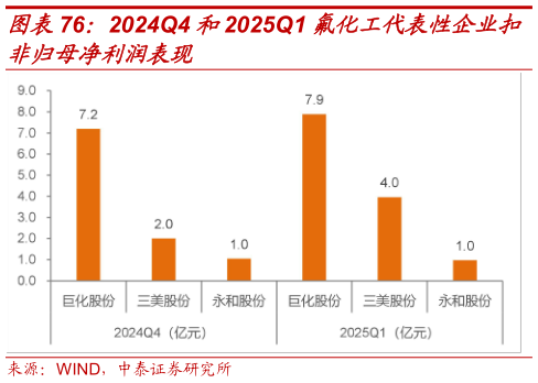 一起讨论下2024Q4 和2025Q1 氟化工代表性企业扣
