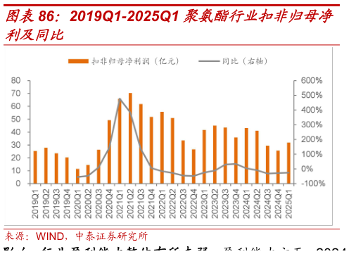 如何解释2019Q1-2025Q1 聚氨酯行业扣非归母净